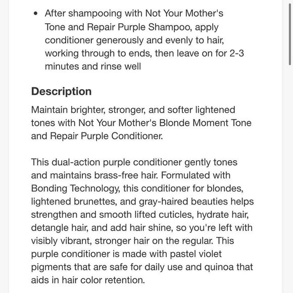 🌻 Not Your Mother's Blonde Moment Purple Shampoo and Conditioner Set New FullSz - Picture 12 of 13